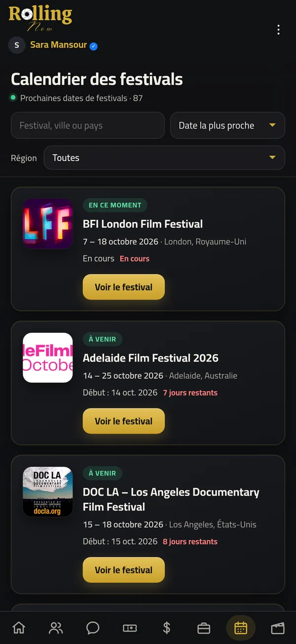 Rolling Now app screen
