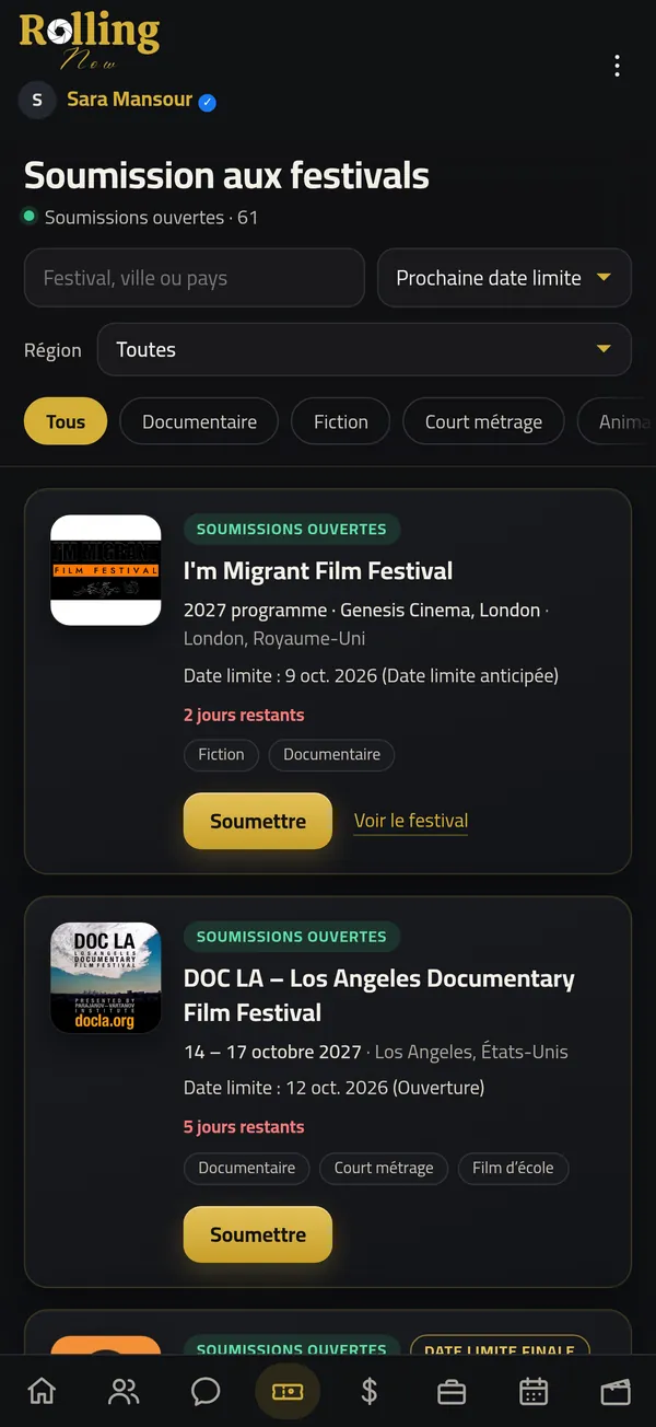 Rolling Now festival and funding deadlines calendar