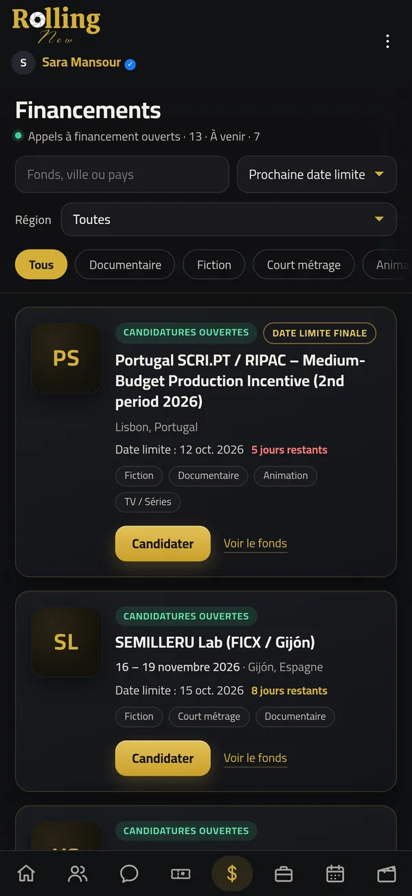 Rolling Now app screen